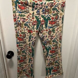 Bug print flare, crop leggings. Size Medium.